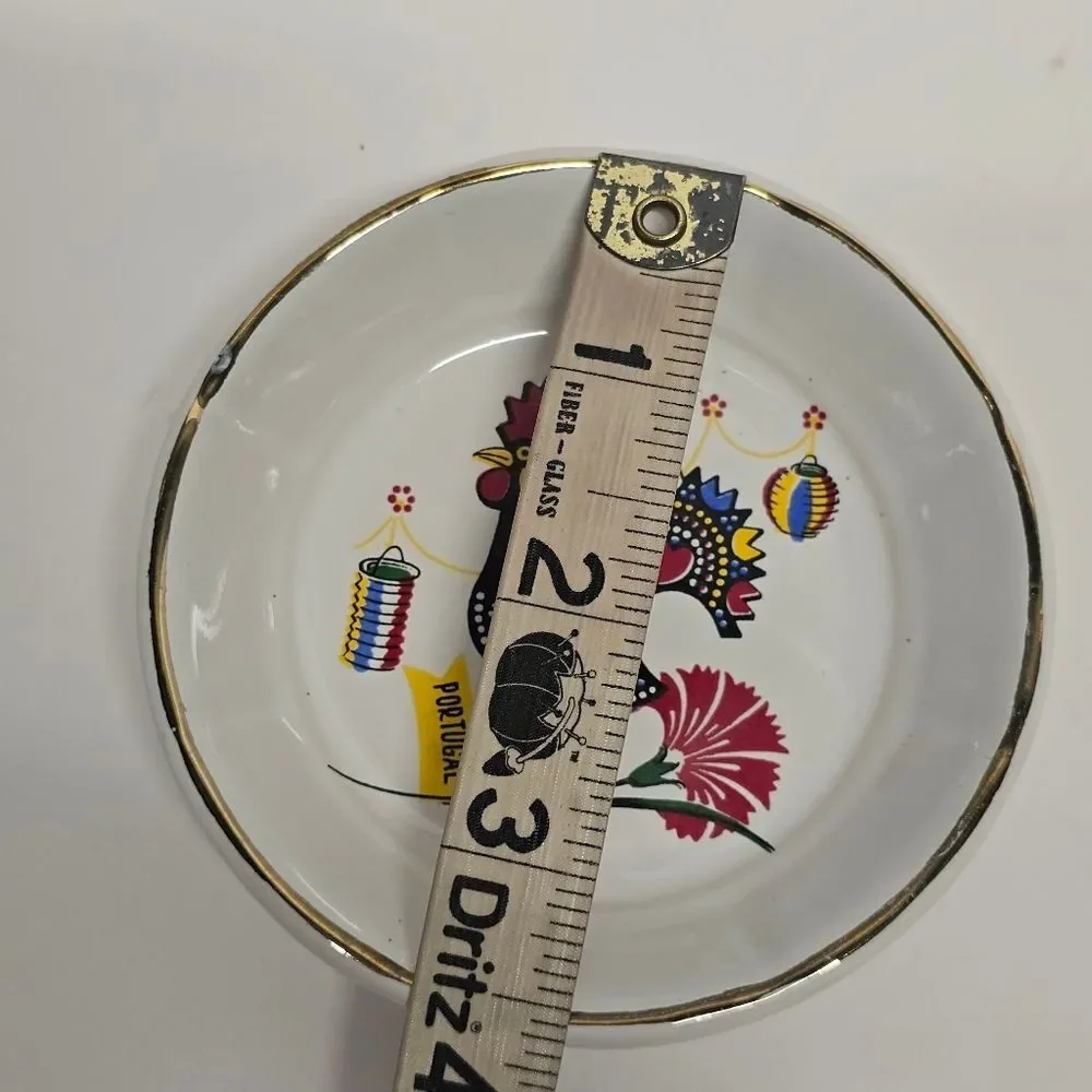 Vintage Portuguese Barcelos Rooster Dish Set Of 2 Portugal Folk Art